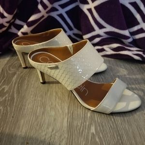 Calvin Klein open toe heels. Size 6.5. White.